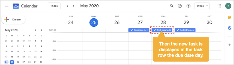 Create task in Google Calendar - 