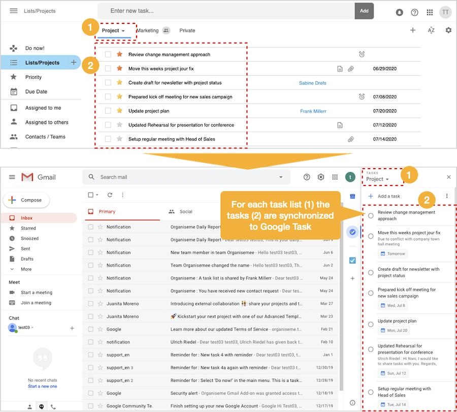 Editing Organiseme tasks in Google Tasks